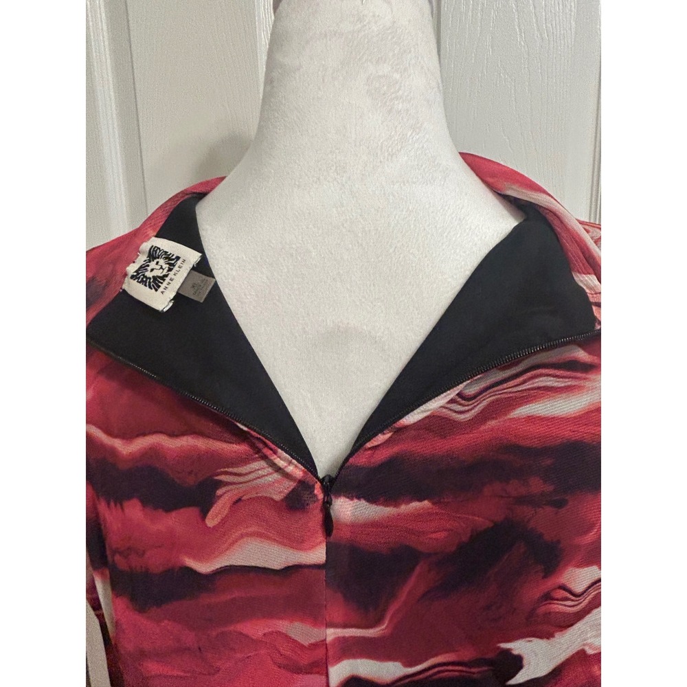 Anne Klein XL longsleeve mesh sheer long sleeve mock neck red black Stretch - Picture 4 of 11
